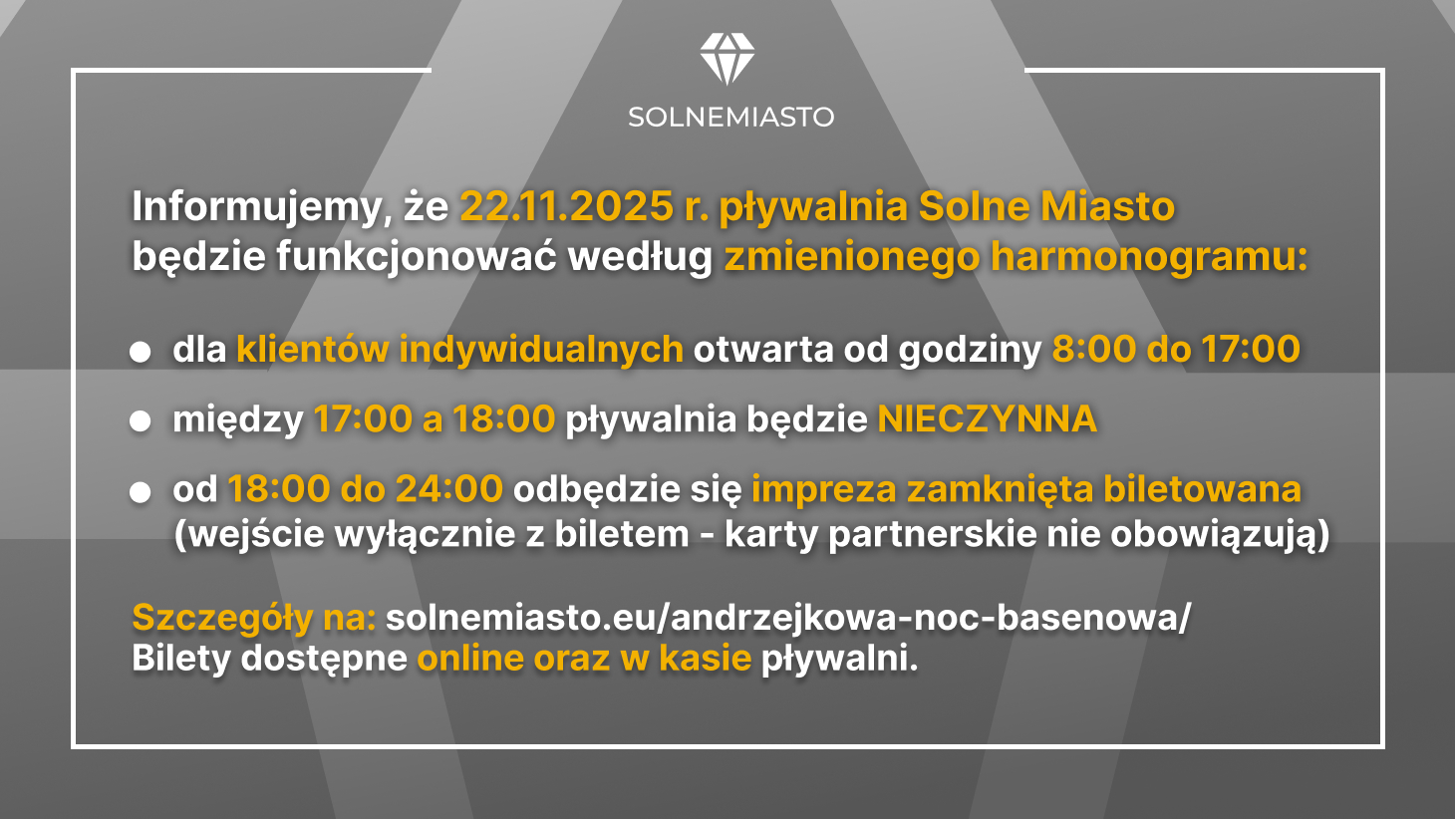 Zmienione godziny działania pływalni 22 listopada