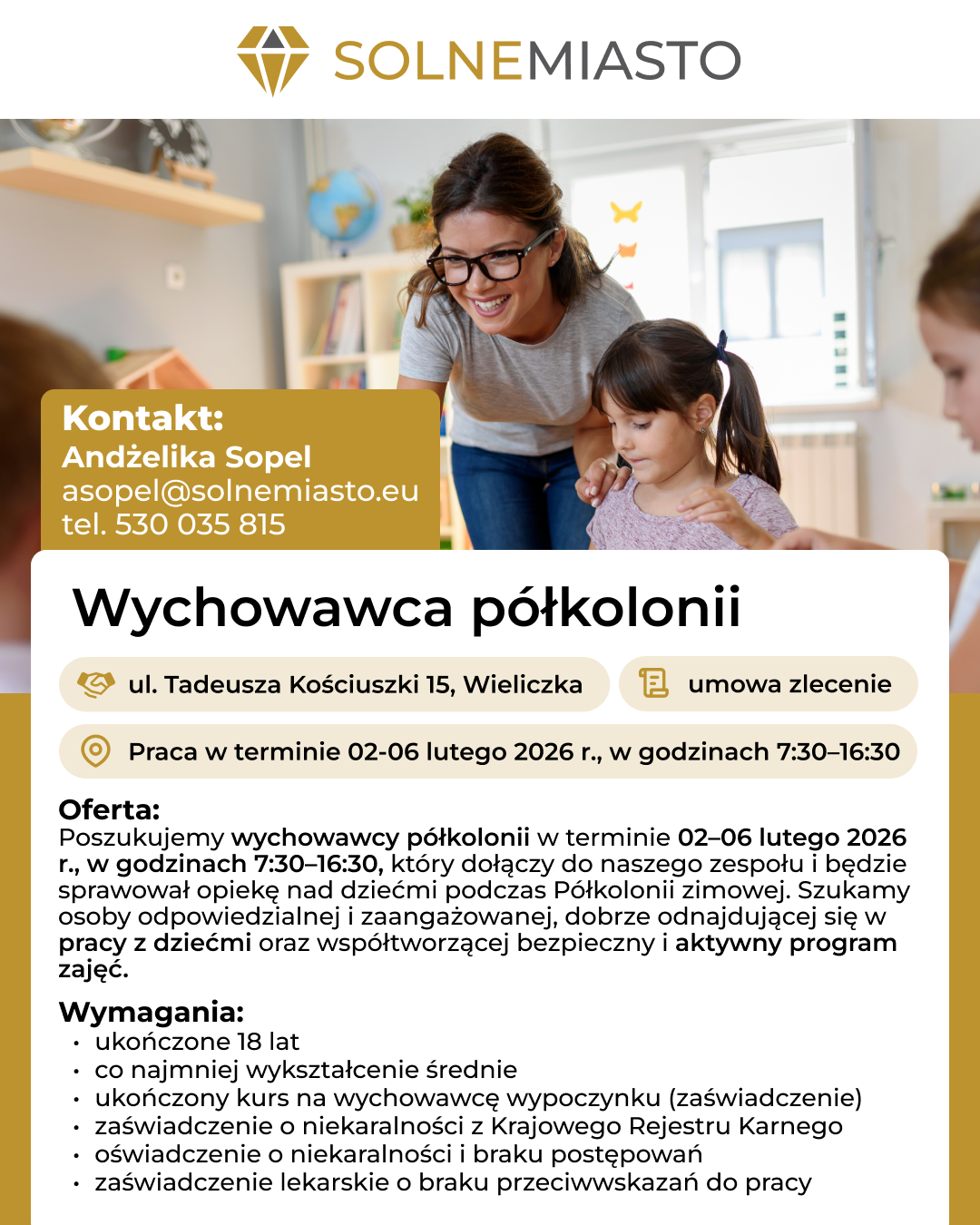 Poszukiwany wychowawca półkolonii 